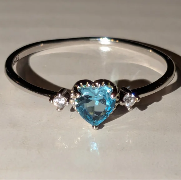 Stunning 925 Sterling silver promise ring sz 6 - Picture 11 of 17